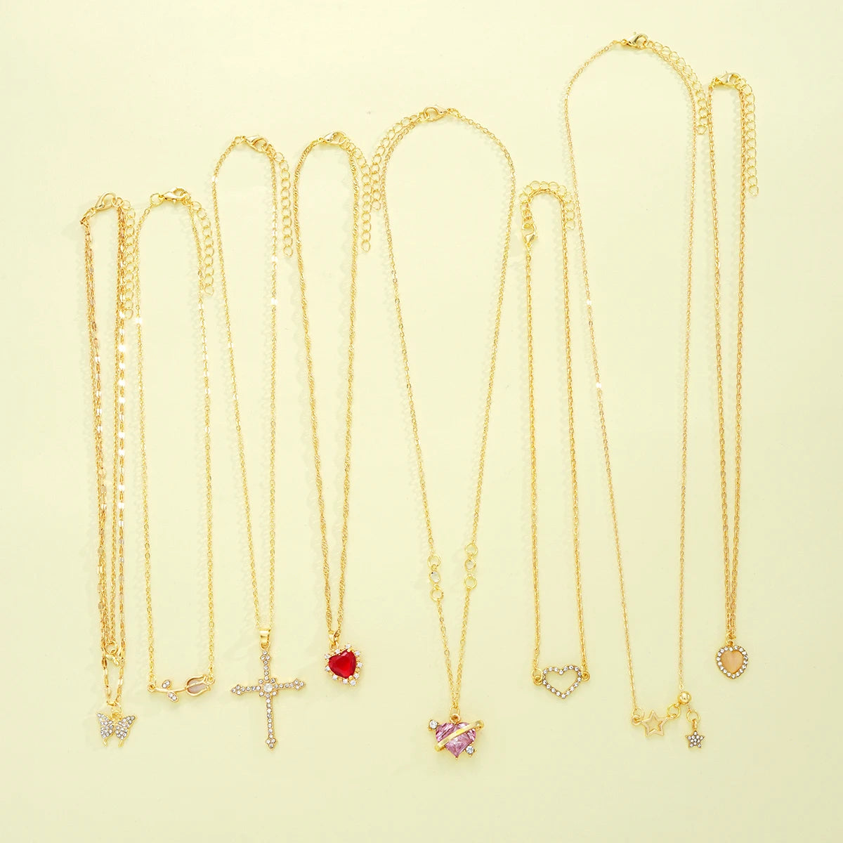 8 Pcs Simple Colliers Inoxydables Dorées