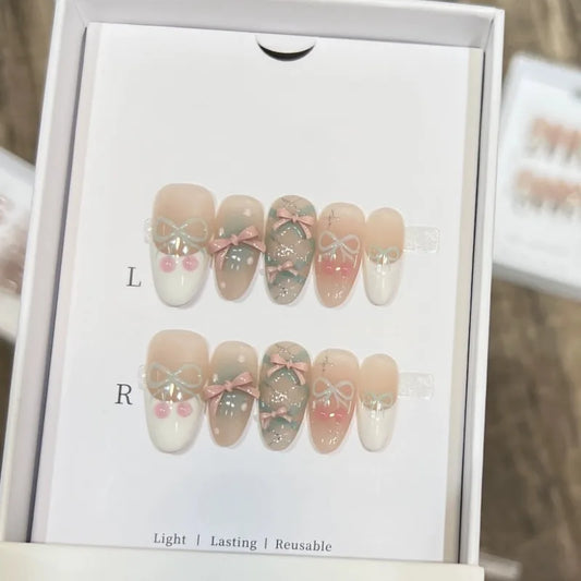 10pc Cat Eye Almond Haute Qualité Faux Ongles Réutilisable ─ .✦