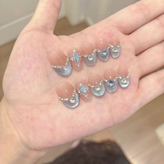 10Pcs Faux Ongles Réutilisables Fait à la Main જ⁀➴