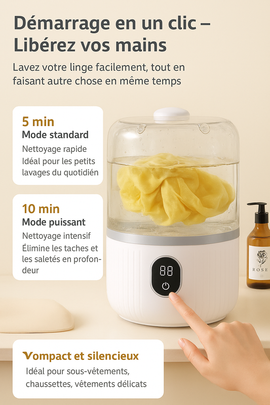 Mini Machine à Laver Electrique Nettoie Rapidement Parfait Pour Sou vêtement/Chaussettes ─ .✦