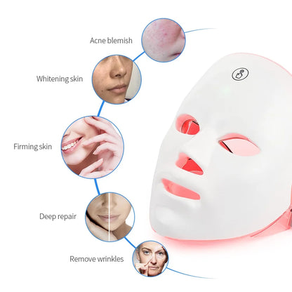 Rechargeable Facial LED Mask 7 Colors LED Photon Beauty Mask Skin Rejuvenation (STOCK Limité)
