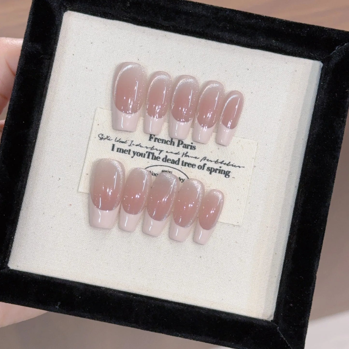 10pcs Faux Ongles French Glossy Réutilisables ⋆✴︎