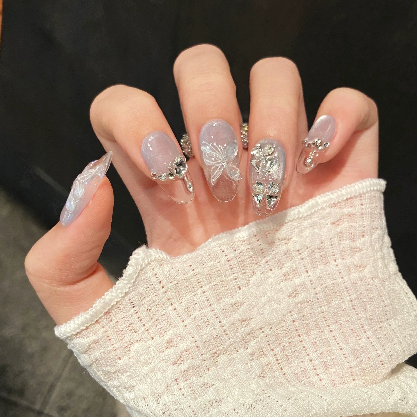 10pc Cat Eye Almond Haute Qualité Faux Ongles Réutilisable  ─ .✦