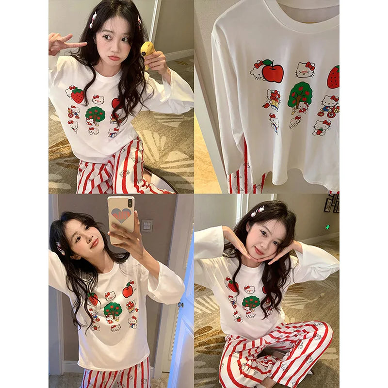 Hellokitty Pajamas  Cute Kawaii Cartoon Deux Pcs