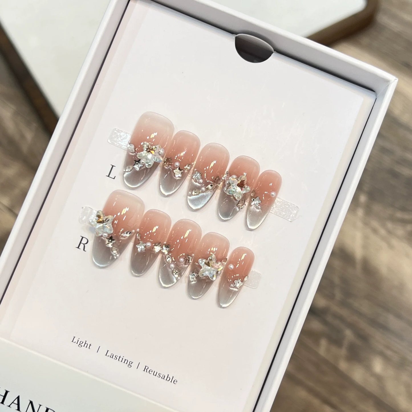 10pc Cat Eye Almond Haute Qualité Faux Ongles Réutilisable  ─ .✦