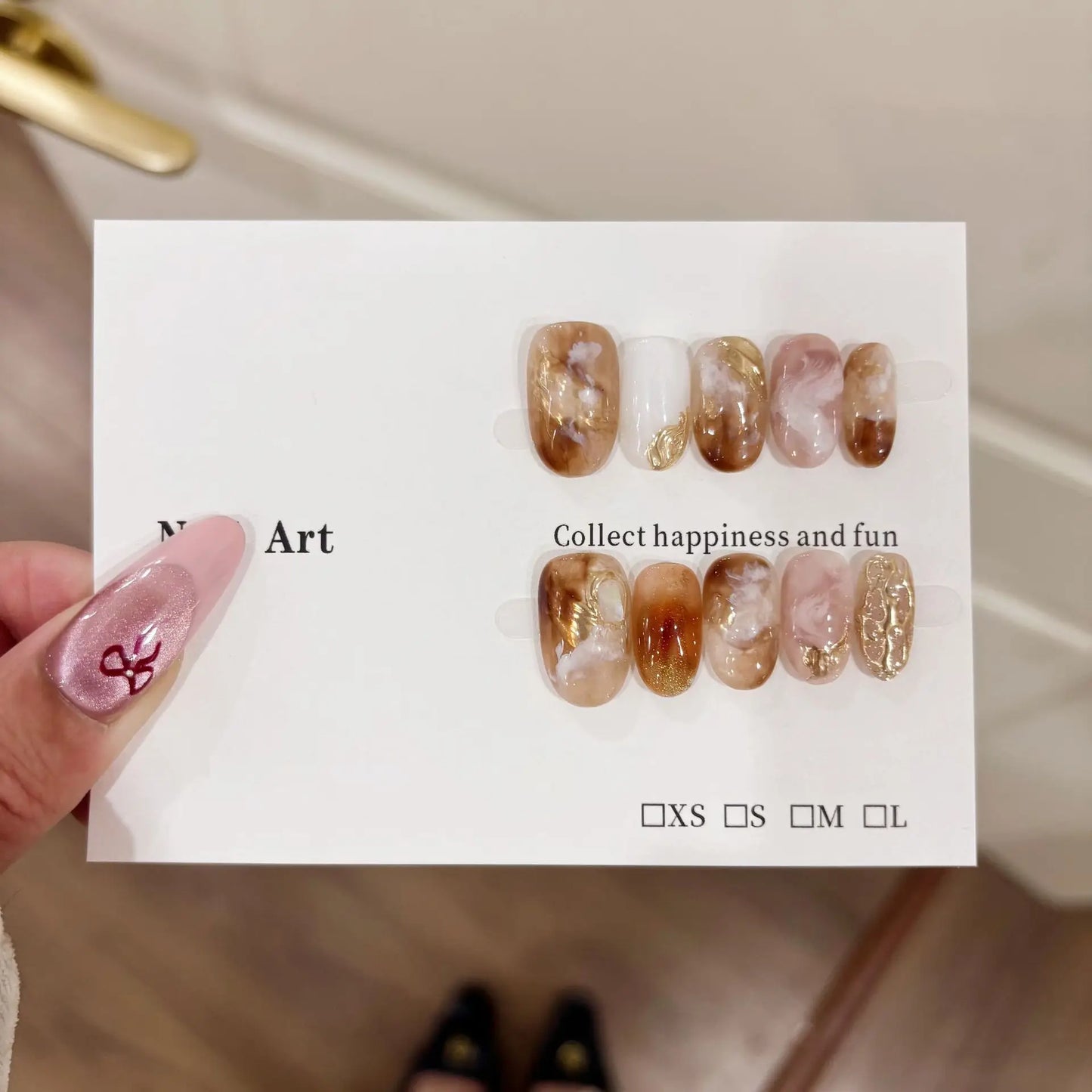 10Pcs Faux Ongles Réutilisables Fait à la Main જ⁀➴