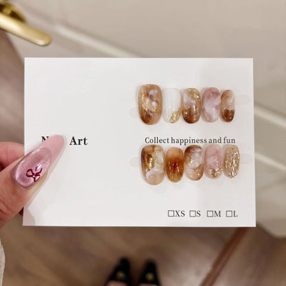 10Pcs Faux Ongles Réutilisables Fait à la Main જ⁀➴