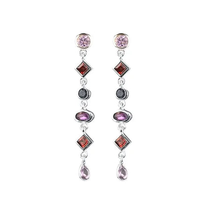 925 Sterling Zircon Geometric Boucles d'Oreilles Pendantes