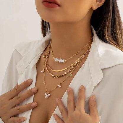 4Pcs/Set Collier Inoxydable Doré ⟢