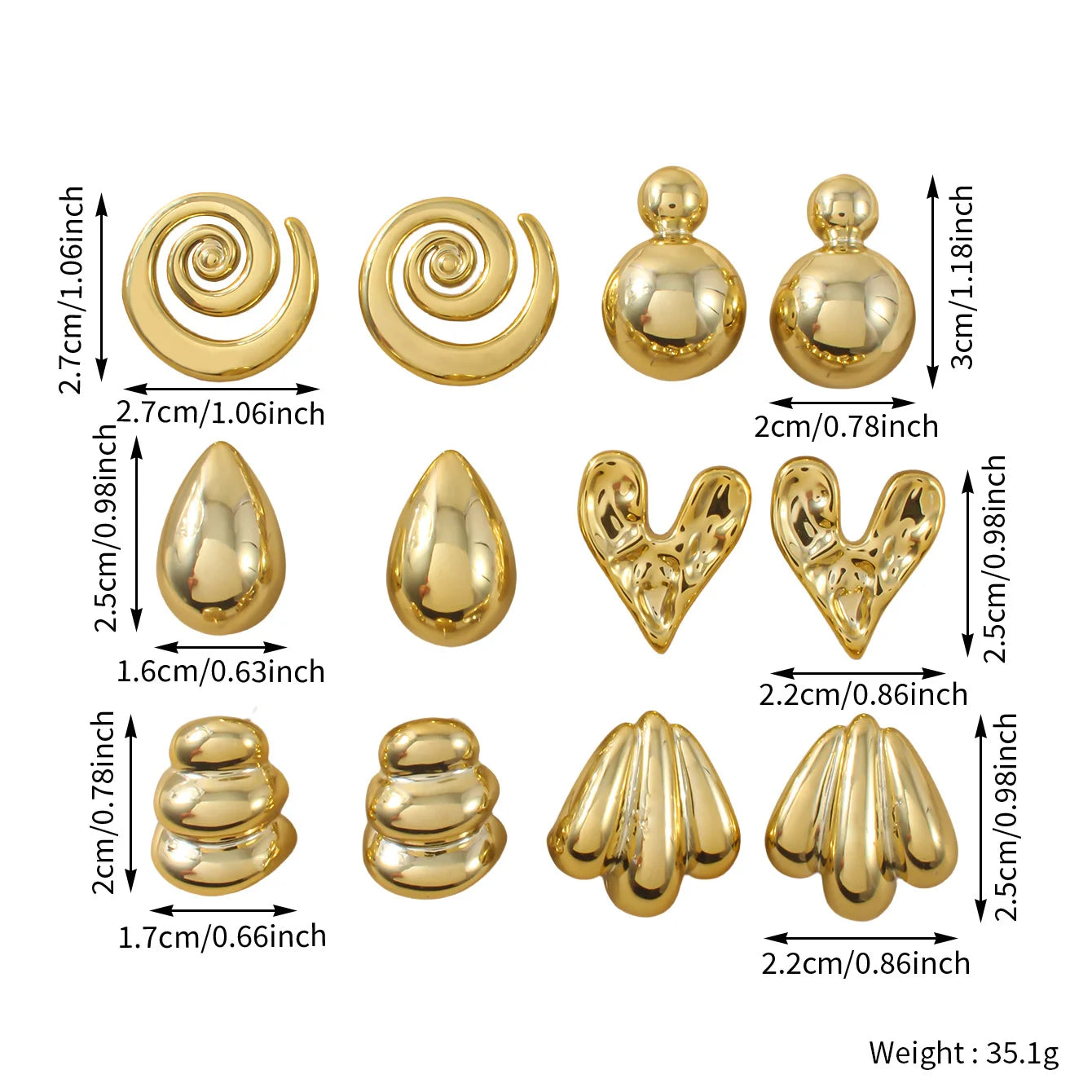 6 Paires Punk Geometrique Boucles d'Oreilles