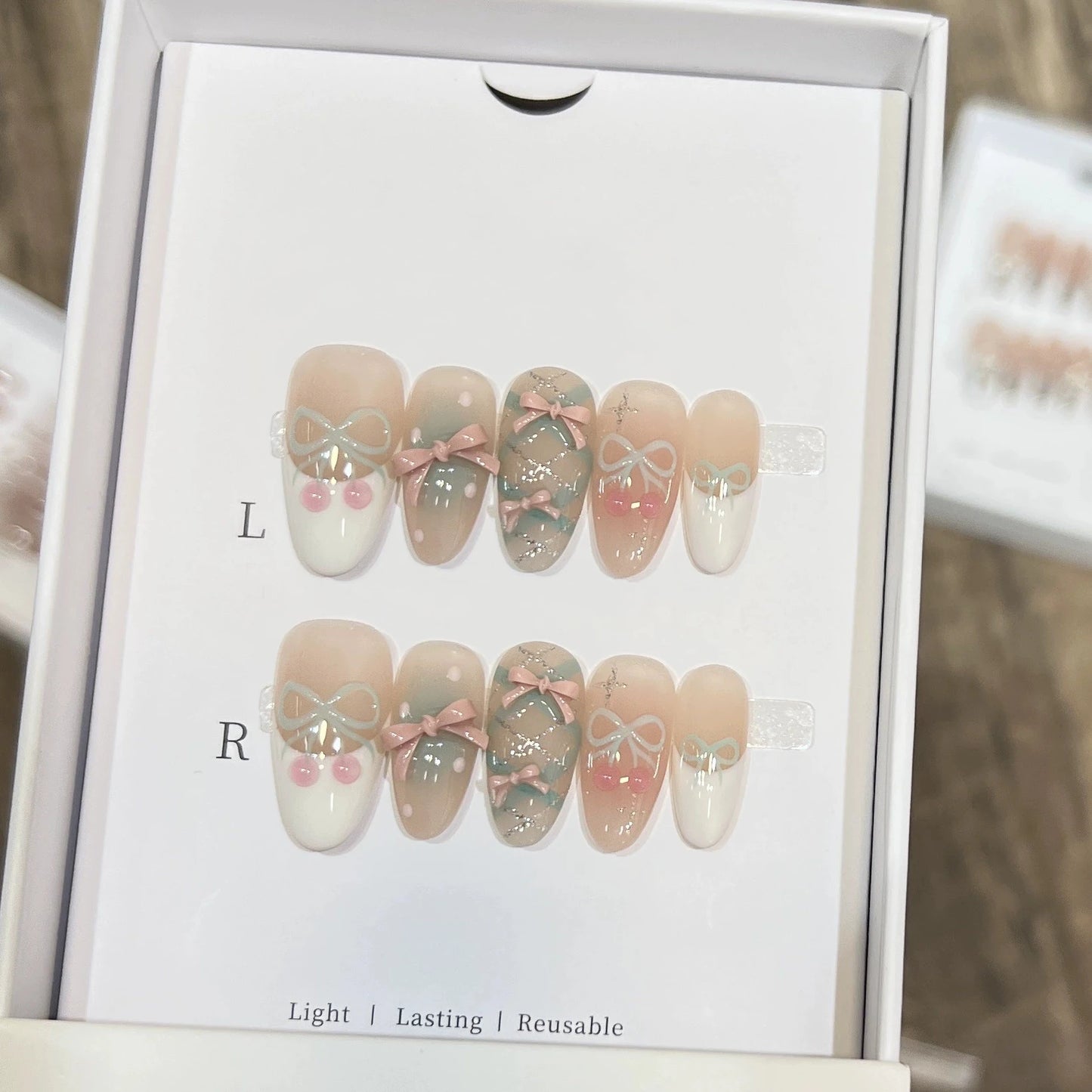 10pc Cat Eye Almond Haute Qualité Faux Ongles Réutilisable  ─ .✦