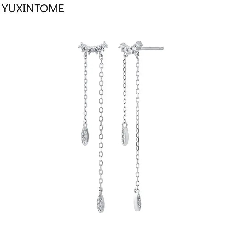 925 Sterling Zircon Geometric Boucles d'Oreilles Pendantes