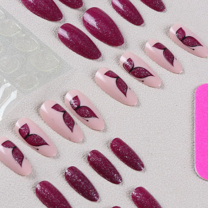 24 pcs Faux Ongles Couleur/Nude/Papillon COMBO ─ .✦