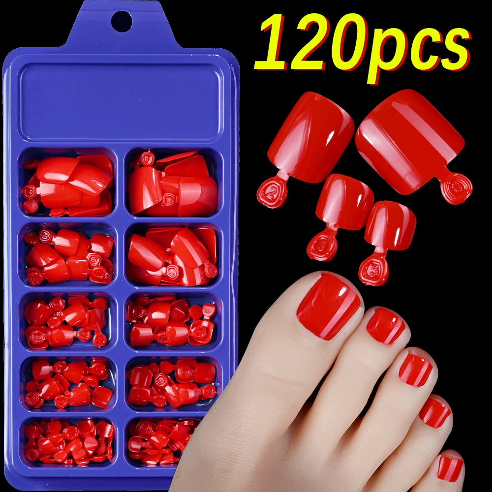 120Pcs Faux Ongles de Pieds Rapide et Simple à Coller ── .✦