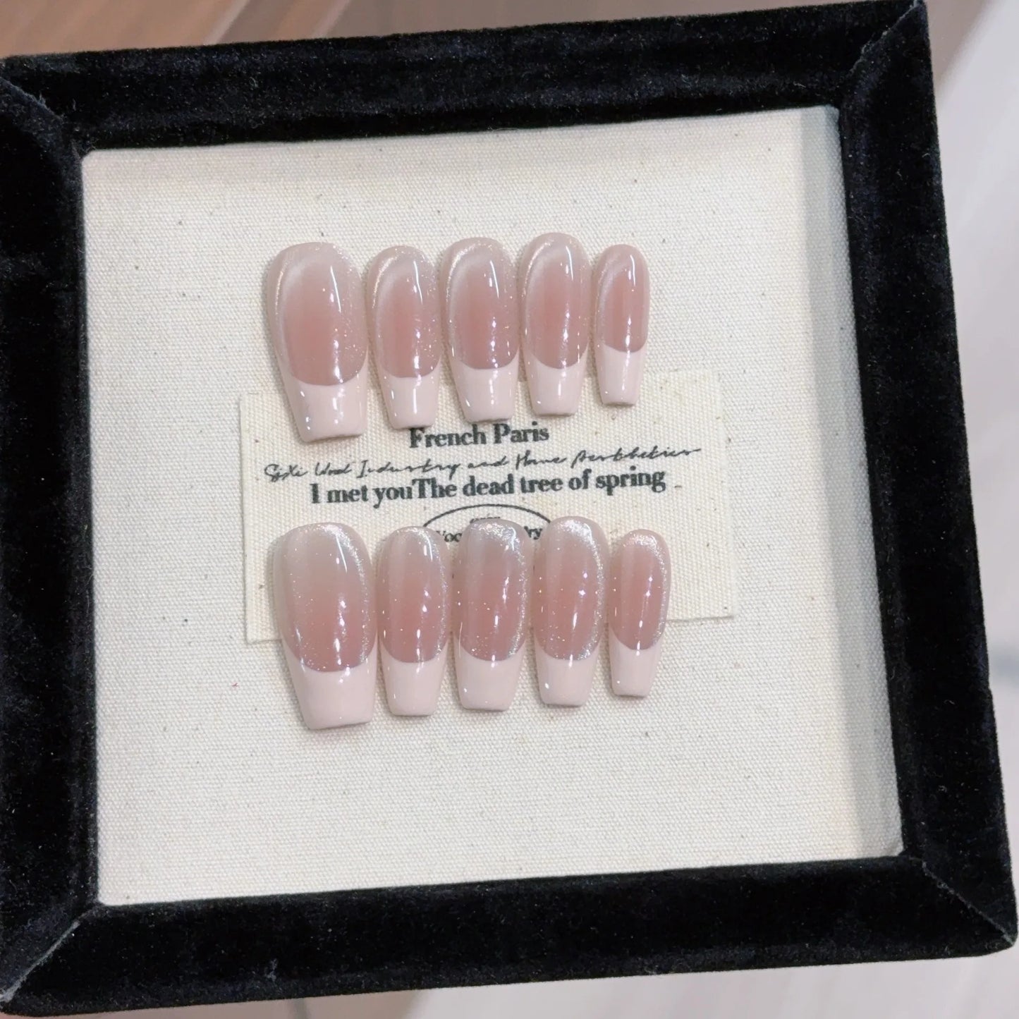 10pcs Faux Ongles French Glossy Réutilisables ⋆✴︎