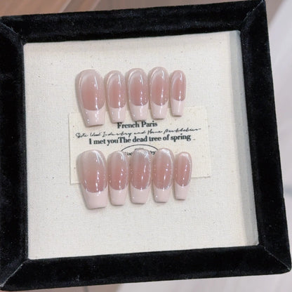 10pcs Faux Ongles French Glossy Réutilisables ⋆✴︎