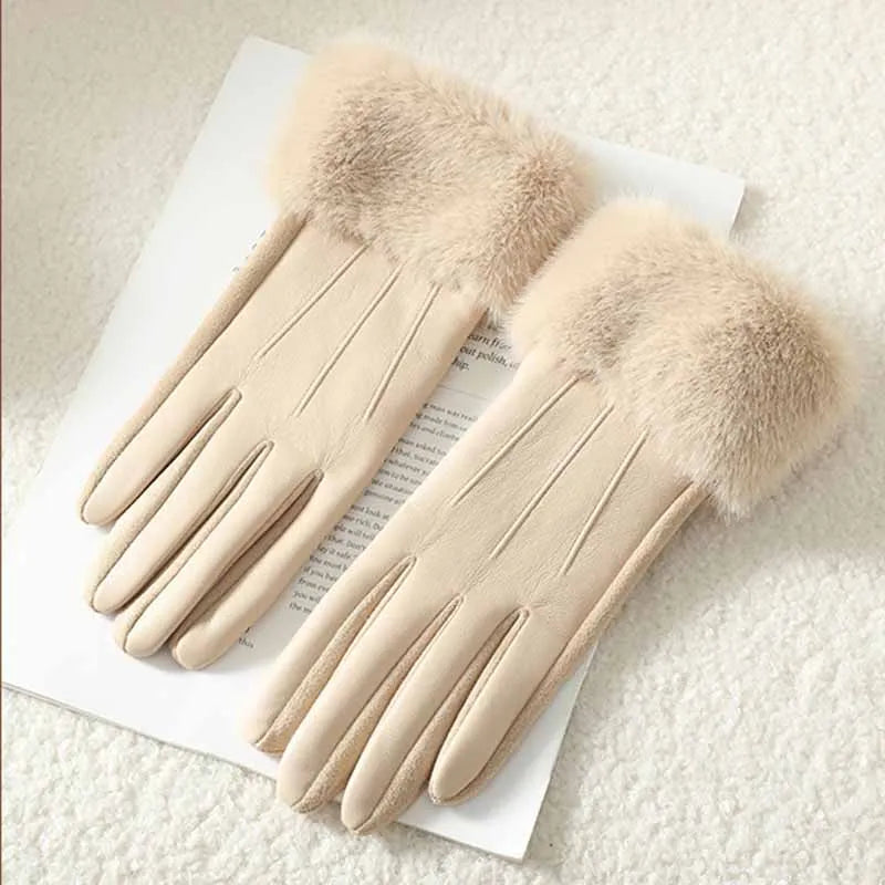 Hiver Luxury Faux Cuir/Fausse Fourrure Gants ⟢