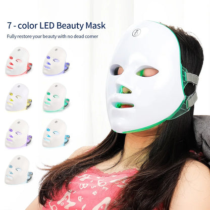 Rechargeable Facial LED Mask 7 Colors LED Photon Beauty Mask Skin Rejuvenation (STOCK Limité)