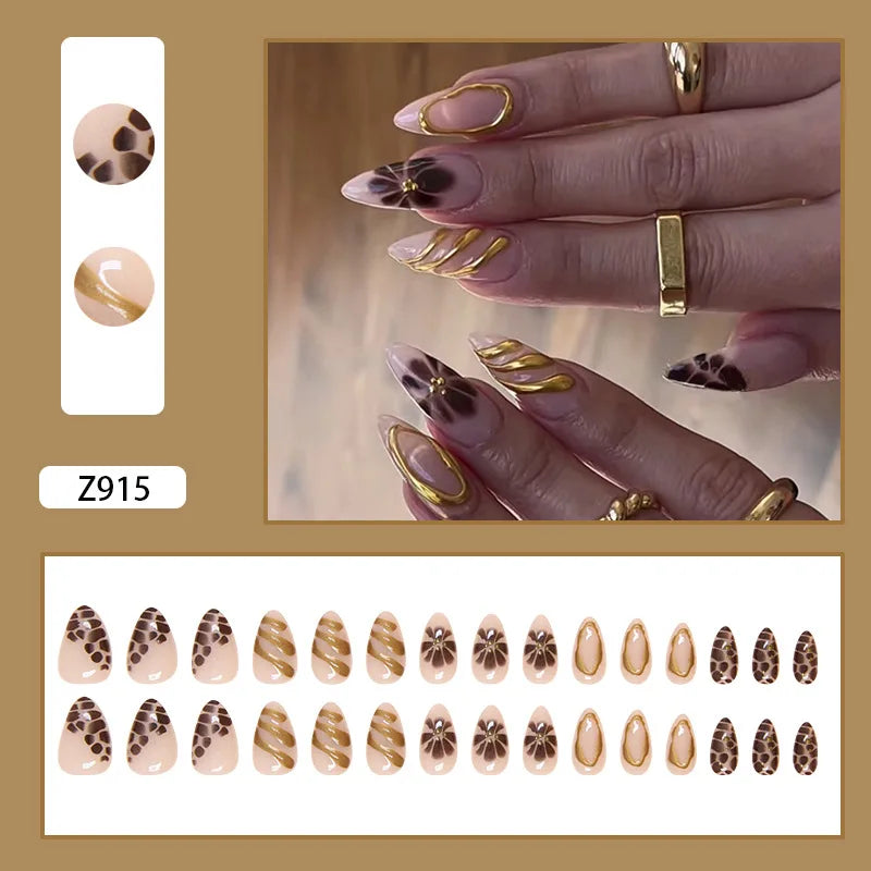 24pcs Faux Ongles 3D Fleurs et Autres Design (Modèle Normal/Modèle Fais Main)
