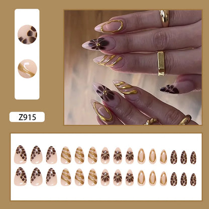 24pcs Faux Ongles 3D Fleurs et Autres Design (Modèle Normal/Modèle Fais Main)