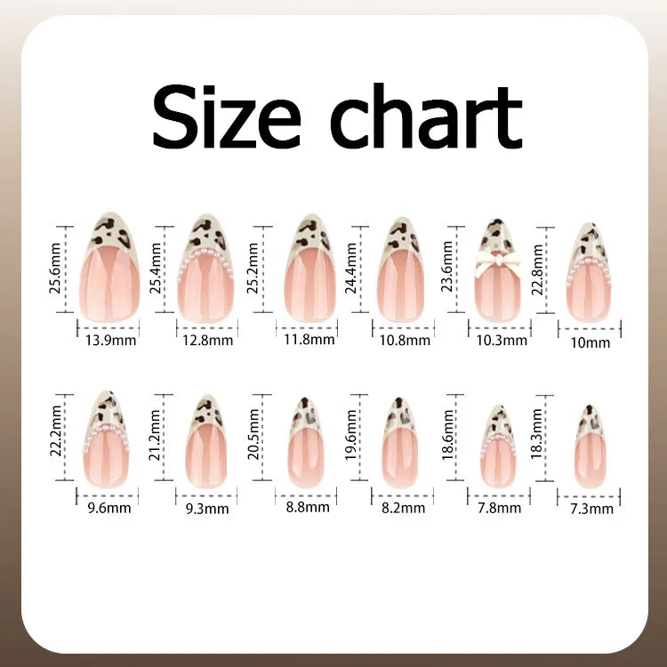 3D Faux Ongles Leopard French Nude Almond ── .✦