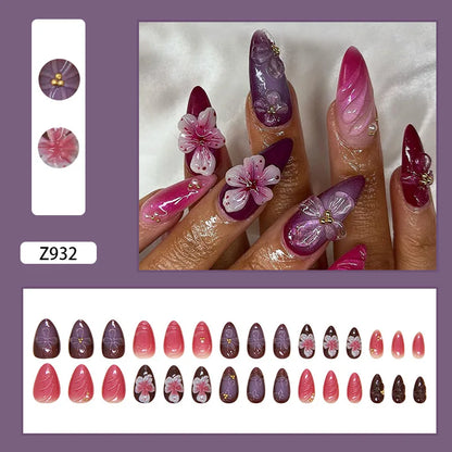 24pcs Faux Ongles 3D Fleurs et Autres Design (Modèle Normal/Modèle Fais Main)
