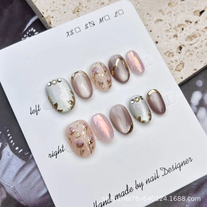 10Pcs Faux Ongles Réutilisables Fait à la Main જ⁀➴