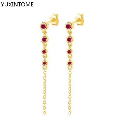 925 Sterling Zircon Geometric Boucles d'Oreilles Pendantes