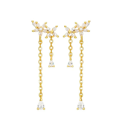 925 Sterling Zircon Geometric Boucles d'Oreilles Pendantes