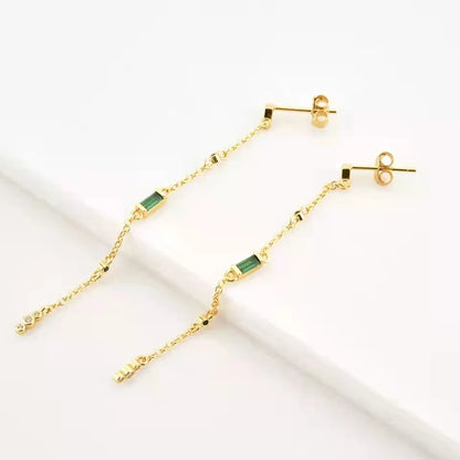 925 Sterling Zircon Geometric Boucles d'Oreilles Pendantes