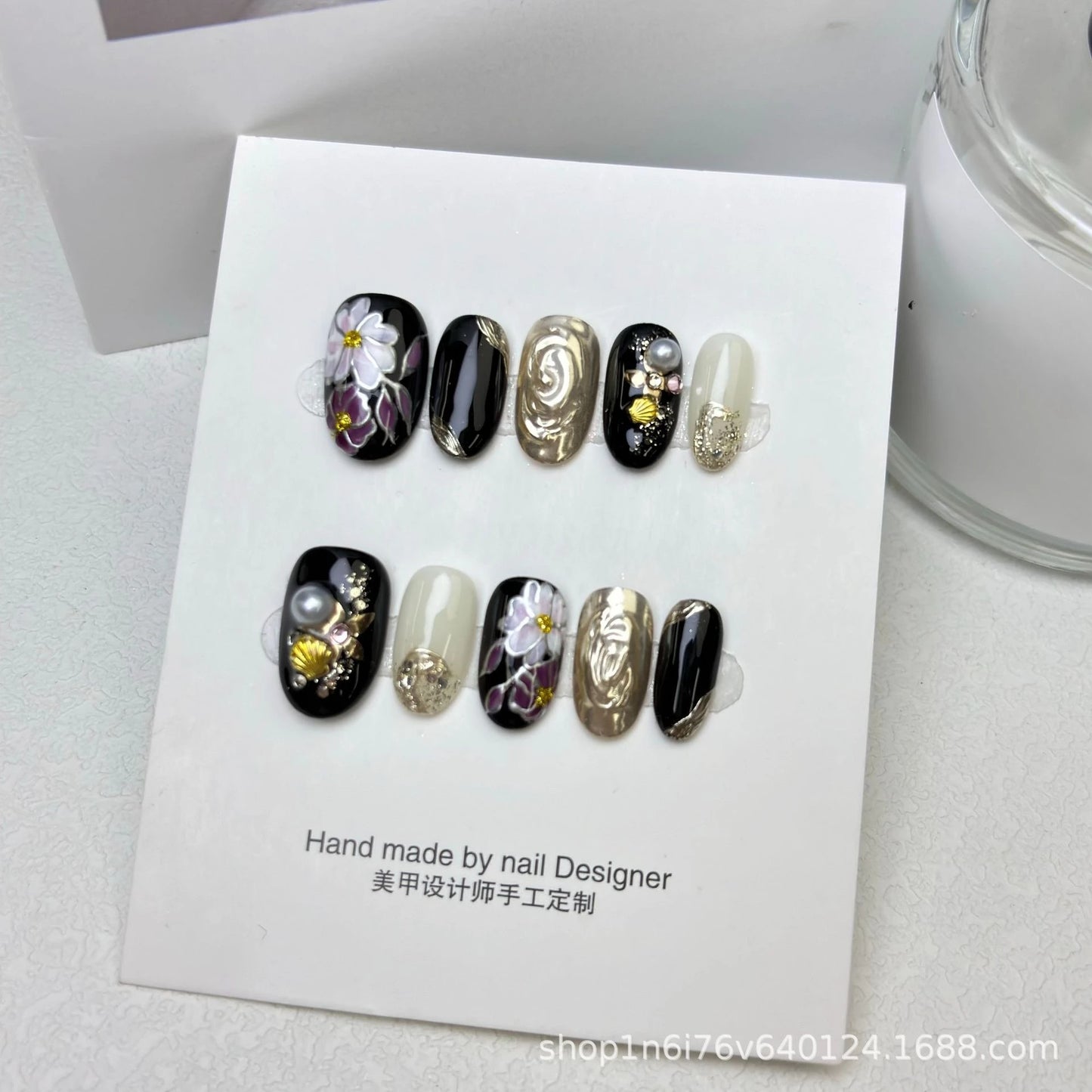 10Pcs Faux Ongles Réutilisables Fait à la Main જ⁀➴