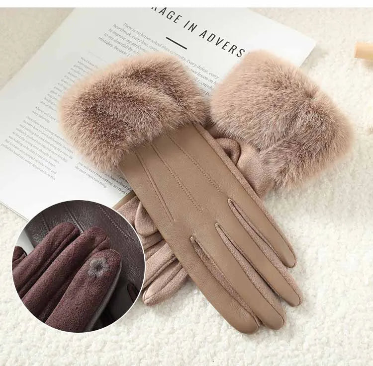 Hiver Luxury Faux Cuir/Fausse Fourrure Gants ⟢