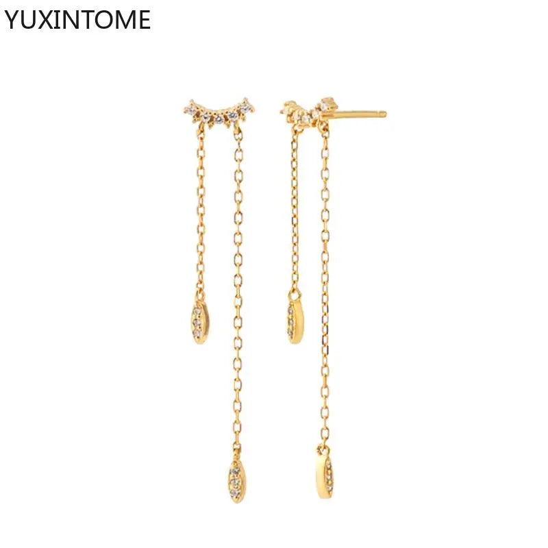 925 Sterling Zircon Geometric Boucles d'Oreilles Pendantes