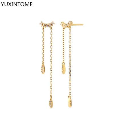 925 Sterling Zircon Geometric Boucles d'Oreilles Pendantes