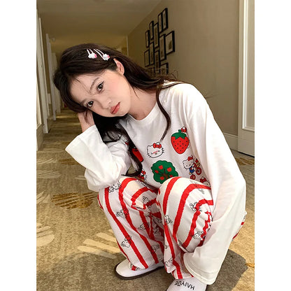 Hellokitty Pajamas  Cute Kawaii Cartoon Deux Pcs