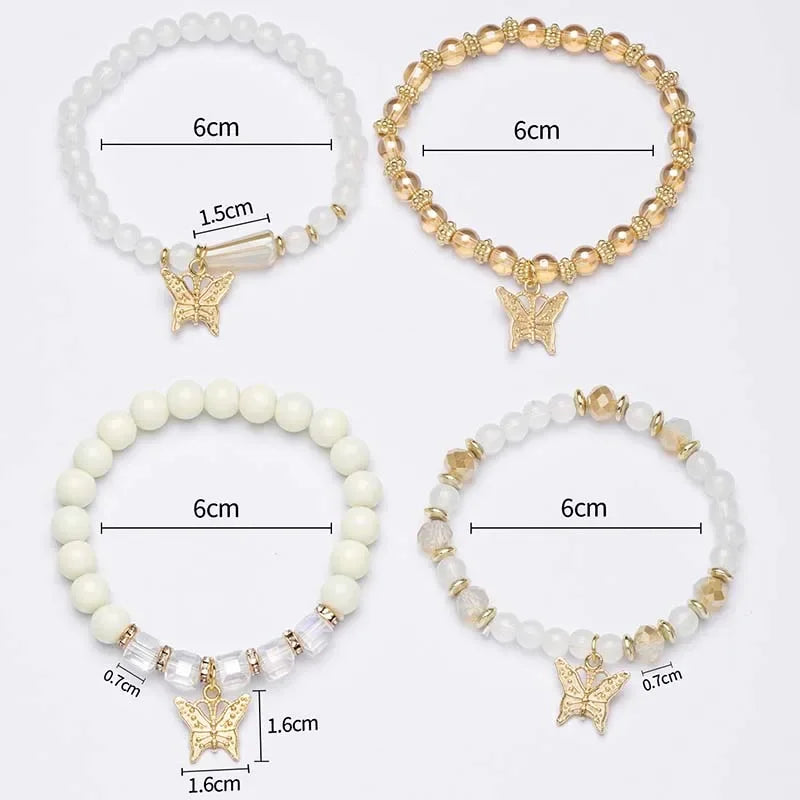 4Pcs Tendance Papillon Bracelet Set Y2K