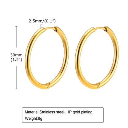 Vnox 20mm/25mm/30mm/40mm Boucles d'Oreilles en Forme de Hoop Inoxydables