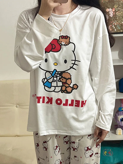 Hellokitty Pajamas  Cute Kawaii Cartoon Deux Pcs