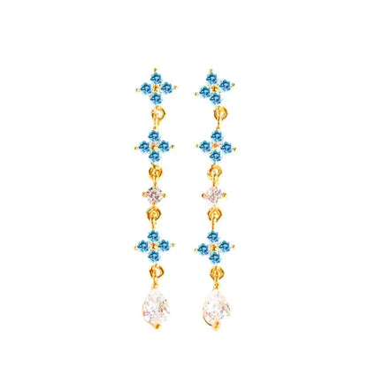 925 Sterling Zircon Geometric Boucles d'Oreilles Pendantes
