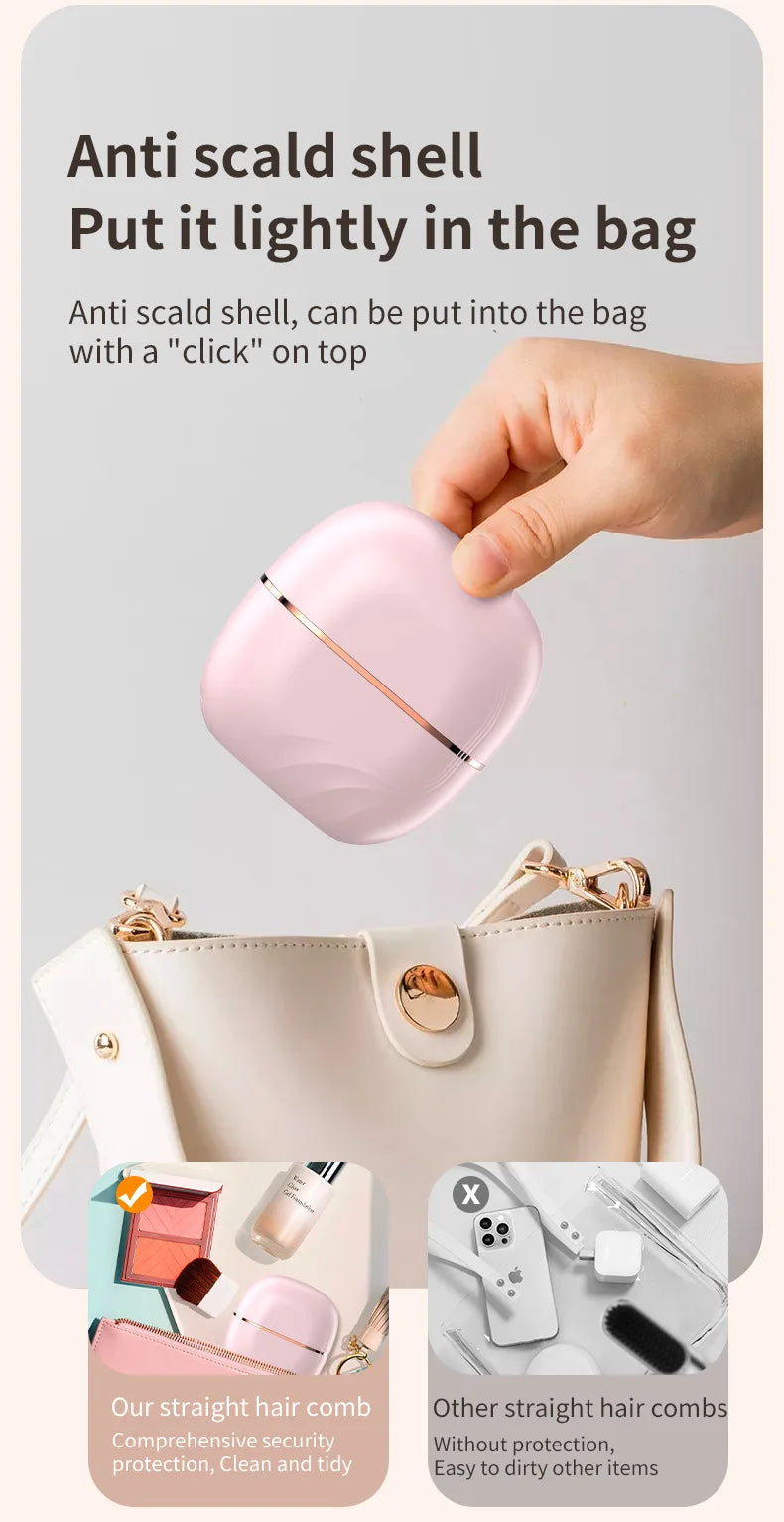 New Mini Brosse à Lisser Rechargeable ♡ Parfaite Pour Mettre Dans Son Sac ✘