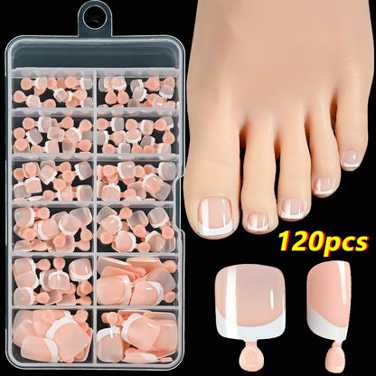 120Pcs Faux Ongles de Pieds Rapide et Simple à Coller ── .✦