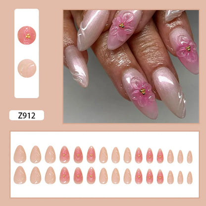 24pcs Faux Ongles 3D Fleurs et Autres Design (Modèle Normal/Modèle Fais Main)