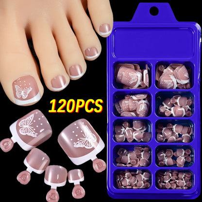 120Pcs Faux Ongles de Pieds Rapide et Simple à Coller ── .✦