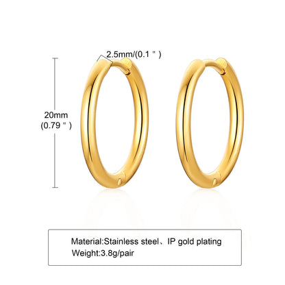 Vnox 20mm/25mm/30mm/40mm Boucles d'Oreilles en Forme de Hoop Inoxydables