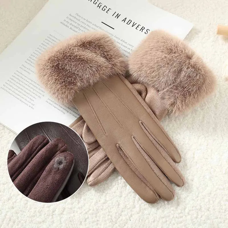 Hiver Luxury Faux Cuir/Fausse Fourrure Gants ⟢