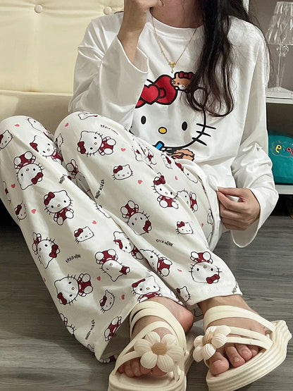Hellokitty Pajamas  Cute Kawaii Cartoon Deux Pcs