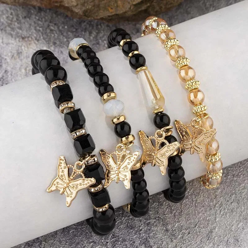 4Pcs Tendance Papillon Bracelet Set Y2K