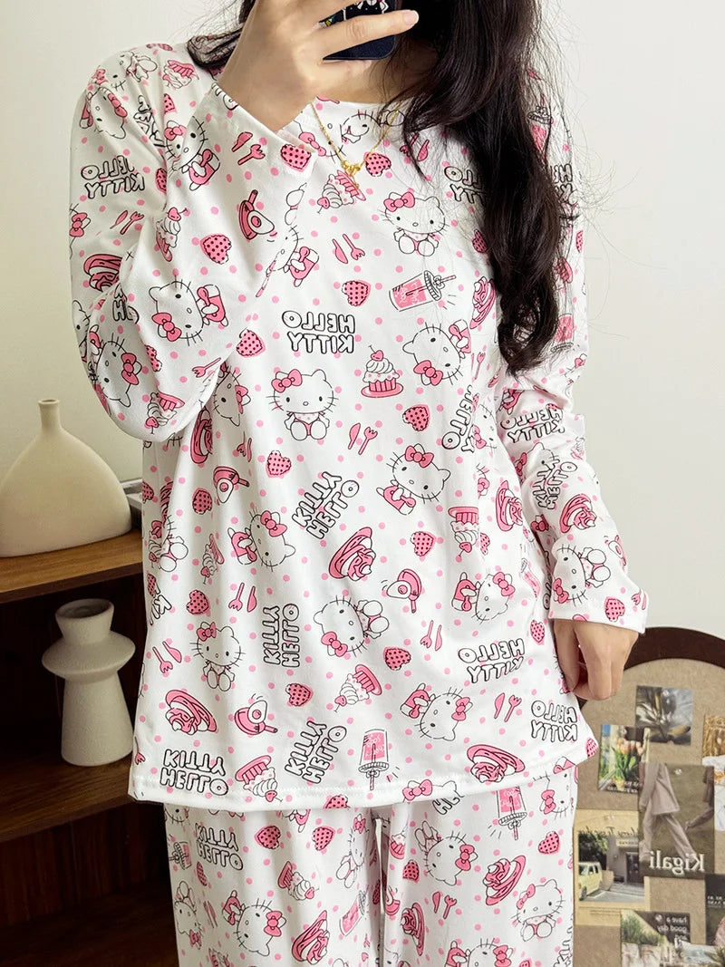 Hellokitty Pajamas  Cute Kawaii Cartoon Deux Pcs