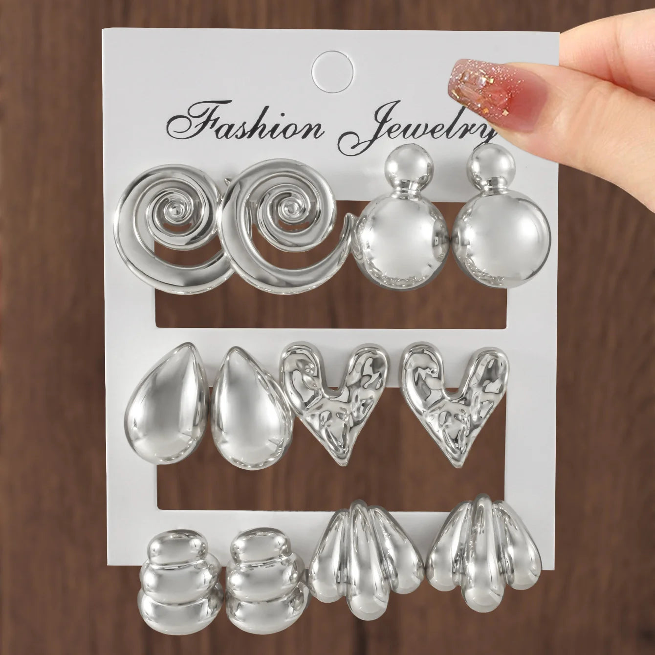 6 Paires Punk Geometrique Boucles d'Oreilles