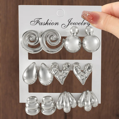 6 Paires Punk Geometrique Boucles d'Oreilles